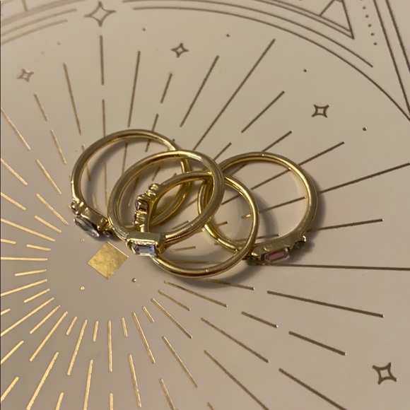 The Glam Squad gold plated delicate rings stack w color stones - Picture 7 of 9